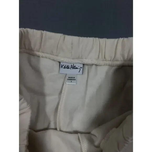 Keith Haring Jogger Lounge Pants Womens Small Cream Graphic Heart Sleepwear - Picture 4 of 9